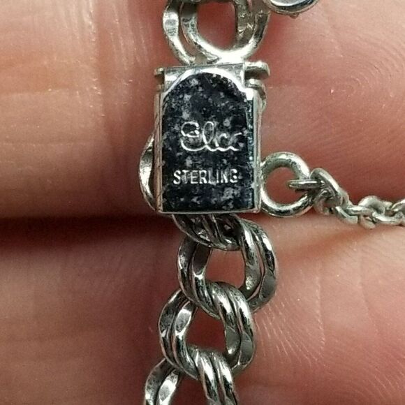 Vintage Elco Sterling Silver Merry Christmas Dove Charm Bracelet, Double Link - Picture 8 of 10